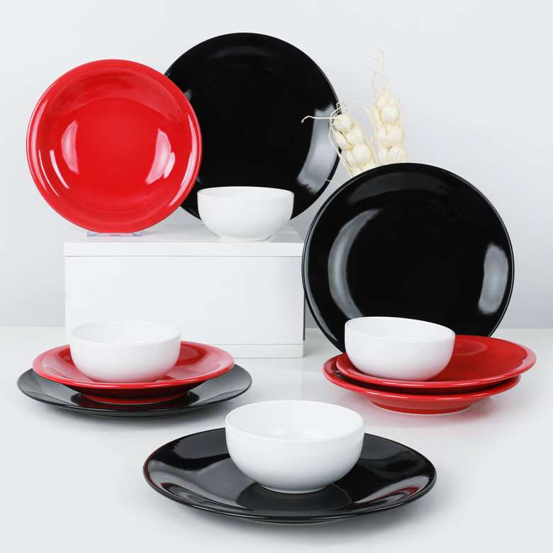 Keramika Aegean Crimson Dinnerware 12 Pieces for 4 Persons