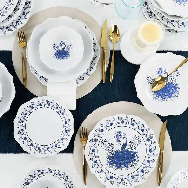 Keramika Peacock Dinnerware 24 Pieces for 6 Persons