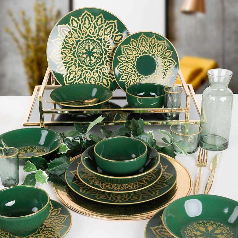 Keramika Topkapi Green Dinner Set 24 pieces for 6 people