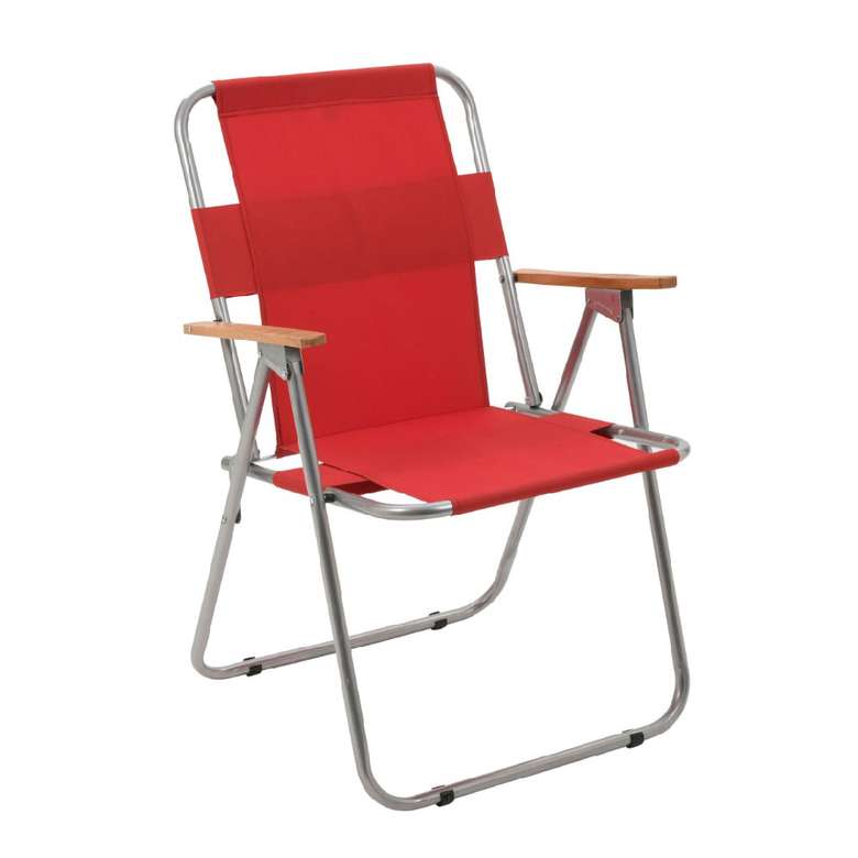 Wooden Arm Foldable Beach Picnic Chair Red