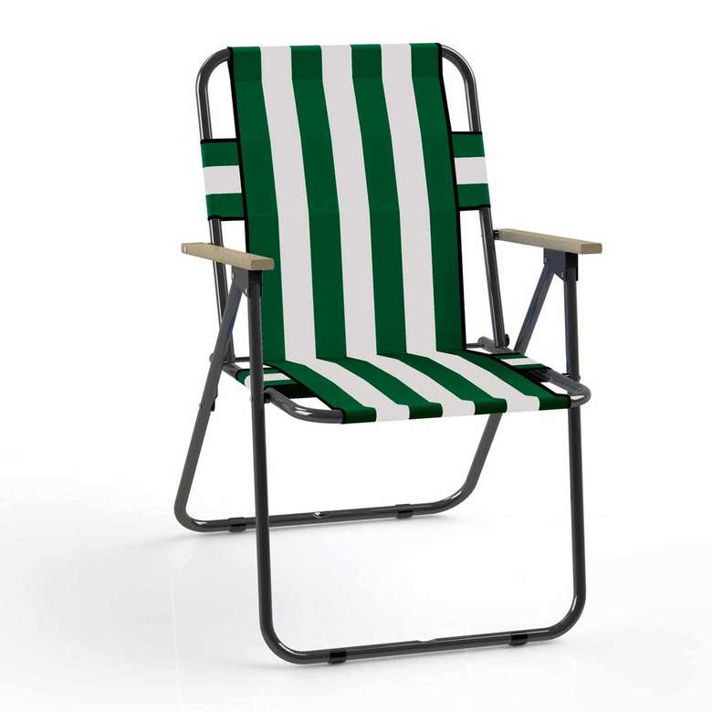 Striped Beach/Picnic Chair Green White