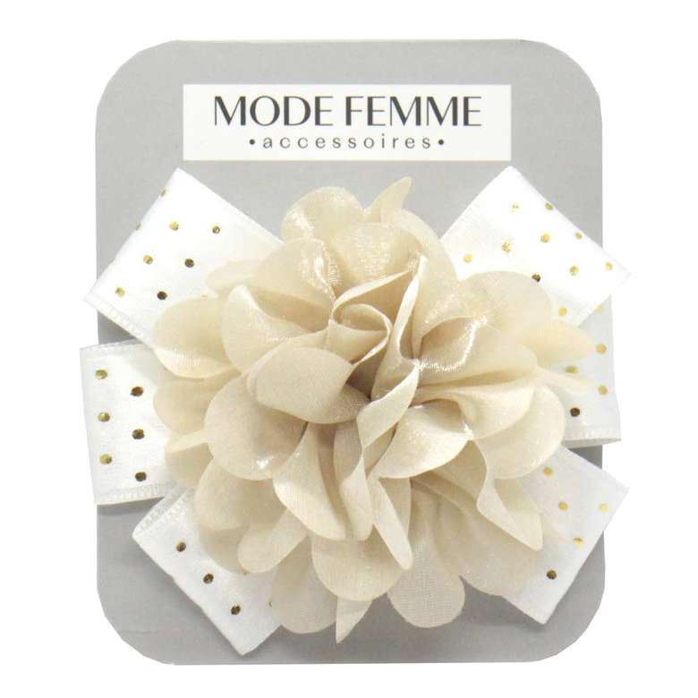 Floral Fabric Buckle Beige