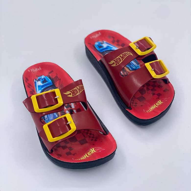 Licensed Kids Double Buckled Slippers Red