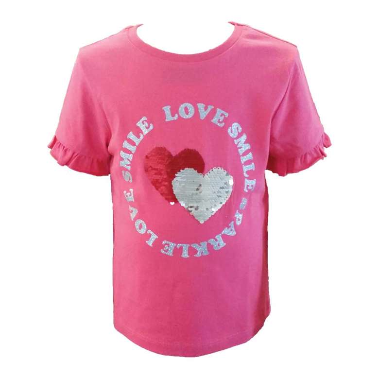 Girl's Short Sleeve Sequined T-Shirt Pink