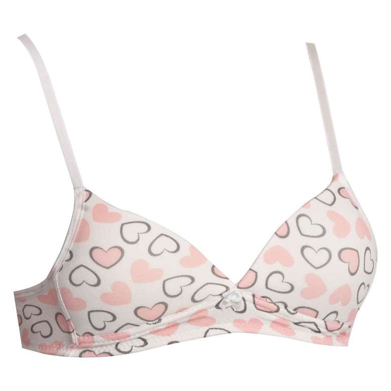 Silk&Blue Kids Cotton Triangle Padded Bra - White-Powder