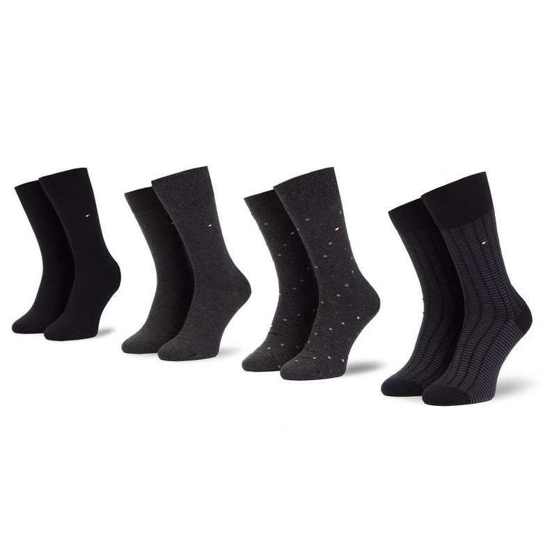 Tommy Hilfiger 392003 Men's 4 Pack Socks Black-Grey, 39-42