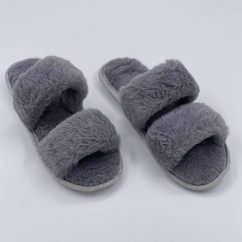 Women's Double Banded Slippers Gray