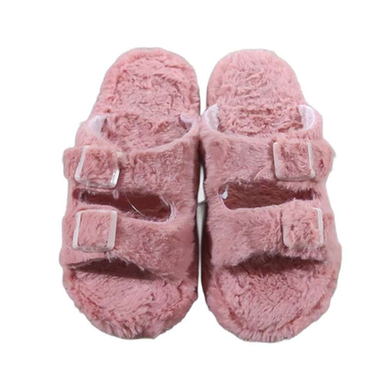 Women's Double Buckled Plush Slippers Pink