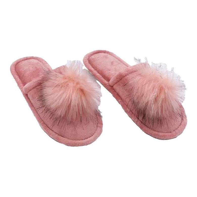 Women's Pompom Slippers Pink