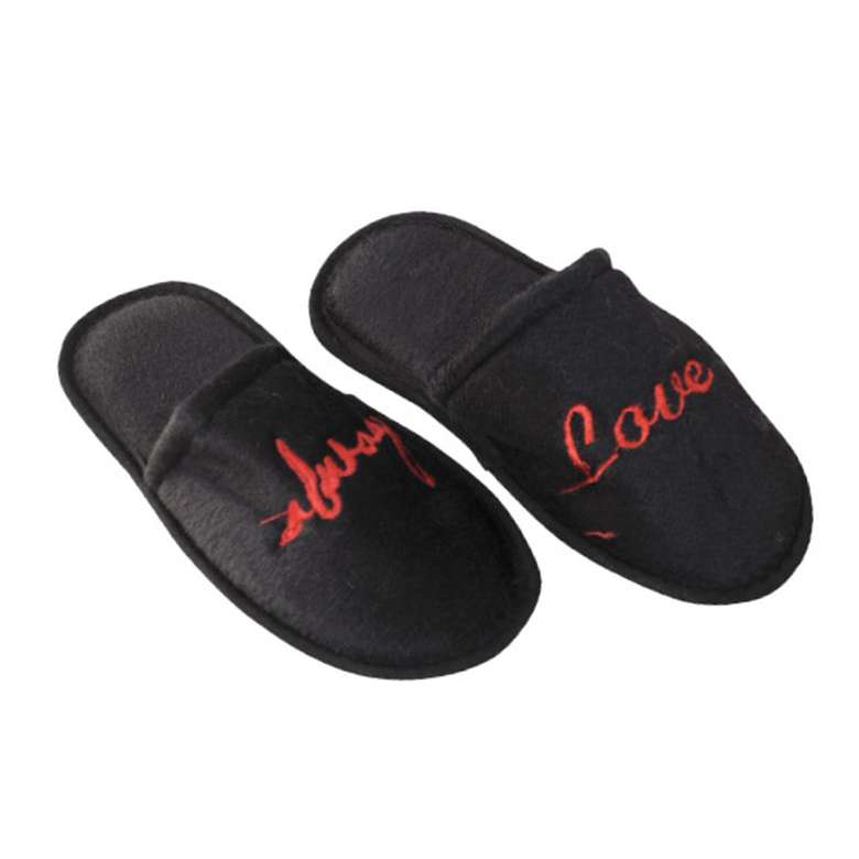 Women's Valentine's Day Slippers Dark Black