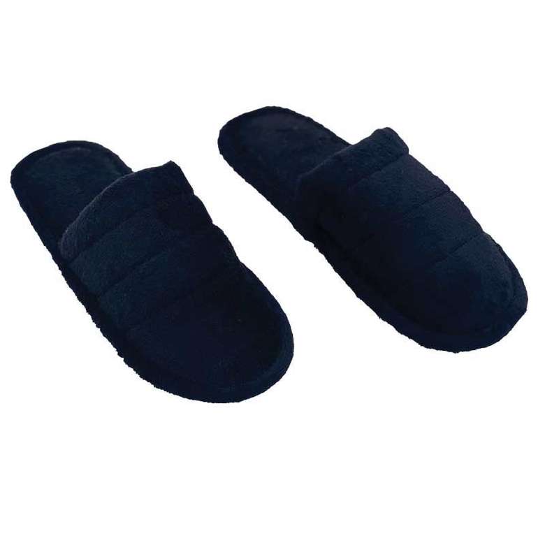 Women's Side Striped Plush Slippers Black