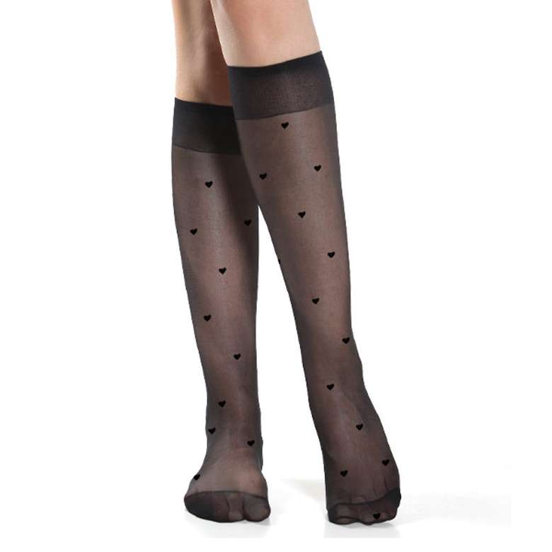 Doremi Women's Patterned Knee High Socks Fit1 Black