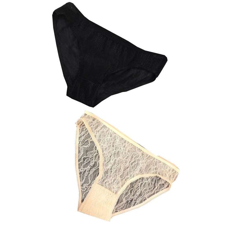 Ladies Lace Slip 2'l, Beige-black, L-xl