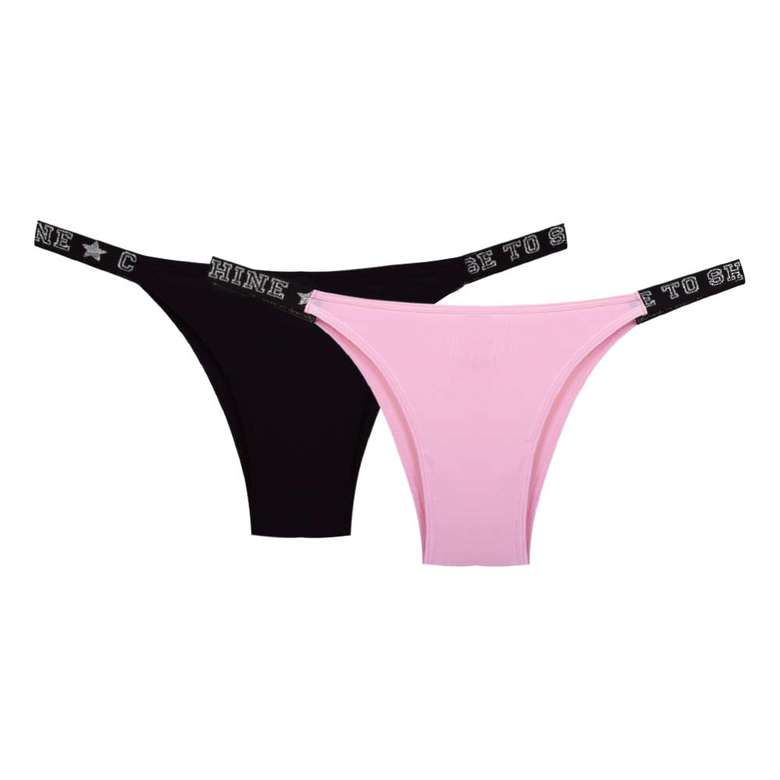 Women's Written Elastic Slip Pink Black