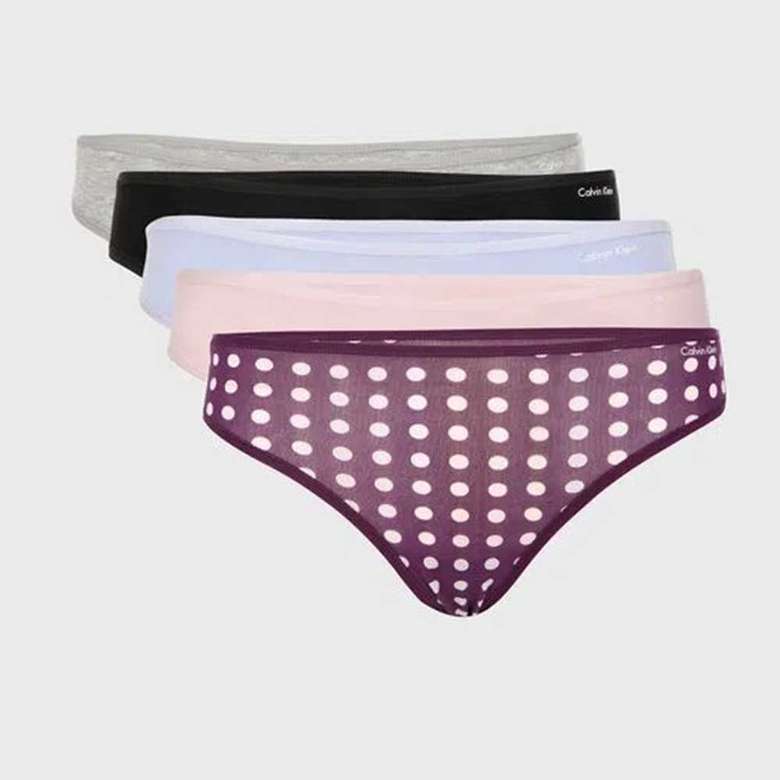 Calvin Klein QD3746-901 Women's Underwear 5 Pack Thong Multi Color