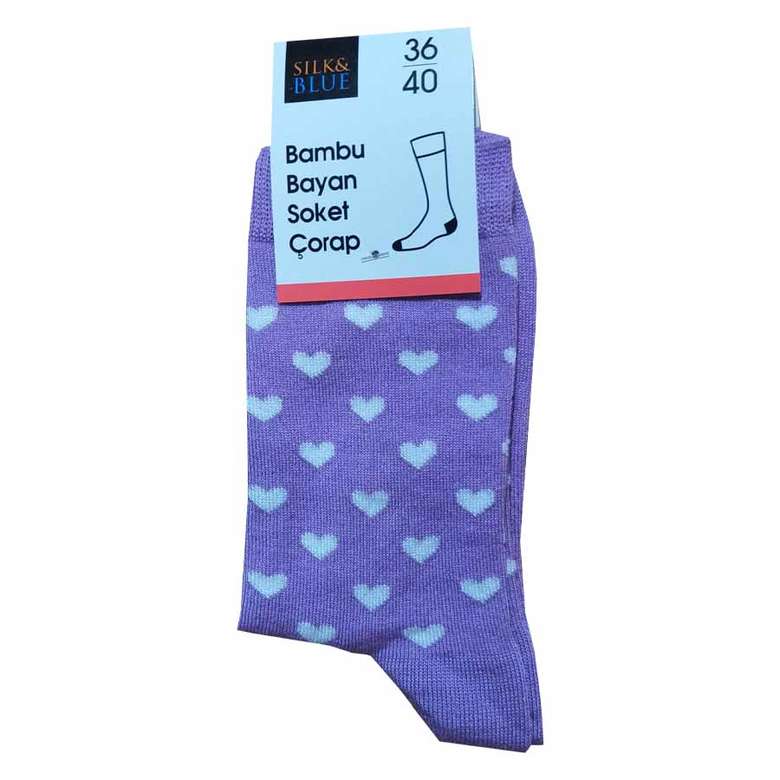 Bamboo Women's Socks, Purple-white, 36-40