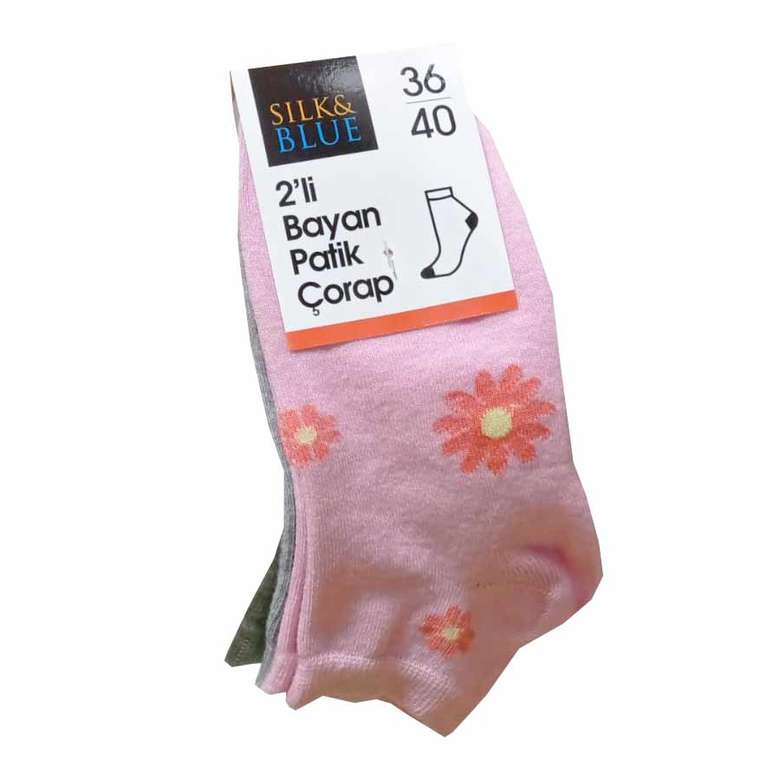 Women's Booties Socks 2 Pack Pink Gray