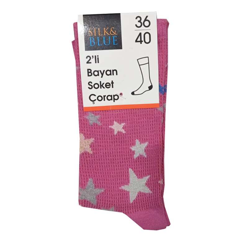 Silk & Blue Women's Socks 2 Pack Fuchsia-Purple