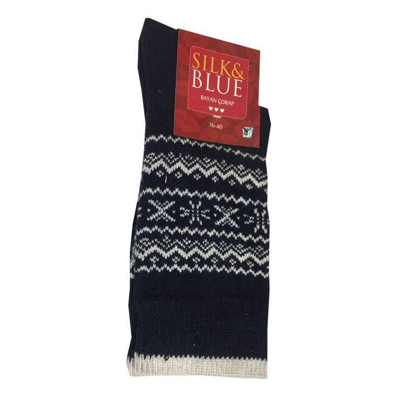 Silk & Blue Women's Slot Pattern Socks Black White