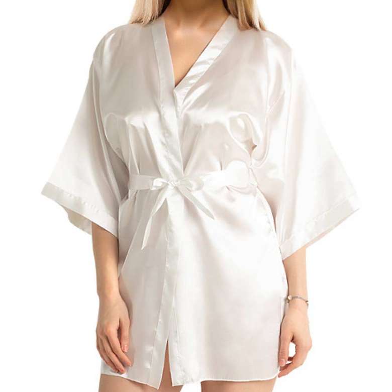 Women's Glitter Printed Bride Dressing Gown Ecru