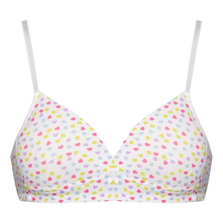 Kids Cotton Triangle Bra White Green