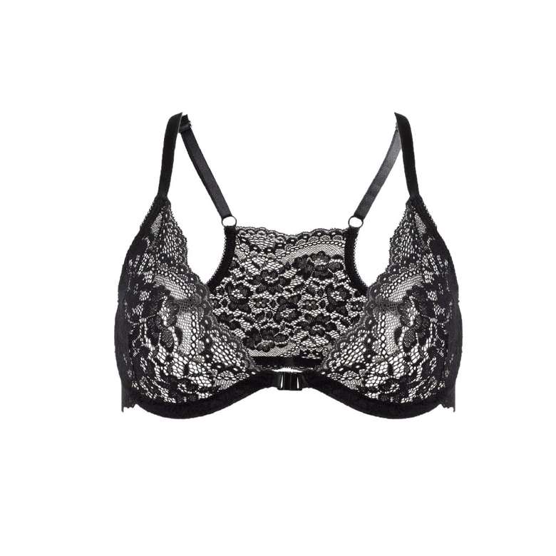 Silk & Blue Women's Lace Underwire Bra Black