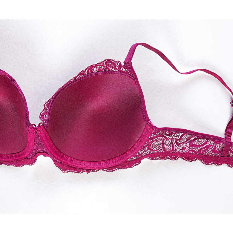 Silk & Blue Women's Lace Covered Bra Claret Red