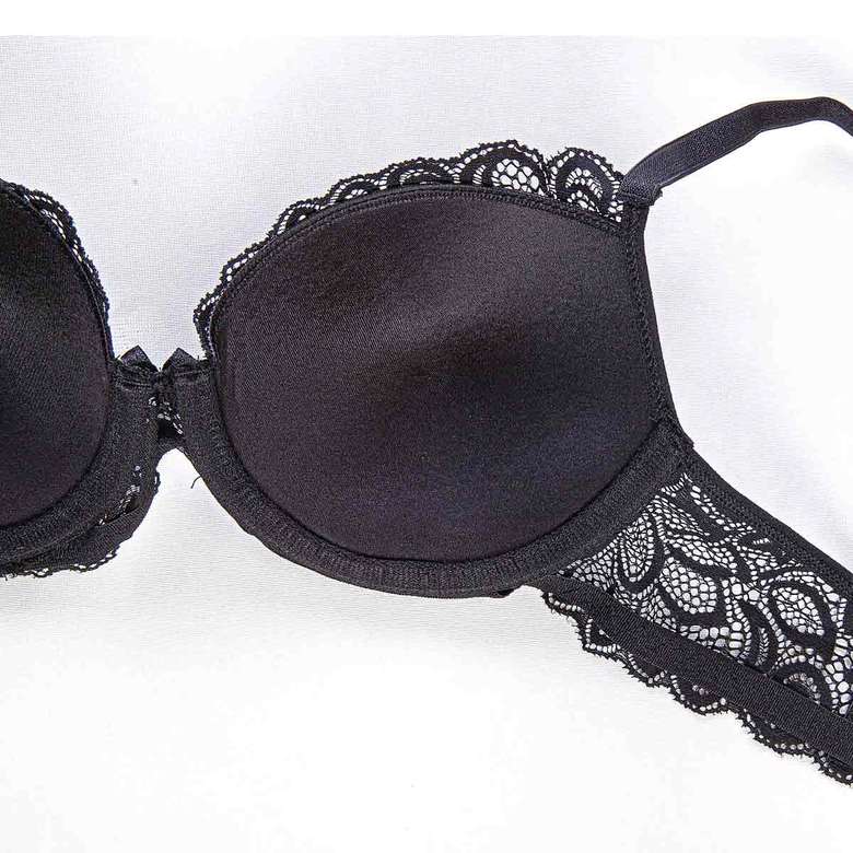 Silk & Blue Women's Lace Covered Bra Dark Black