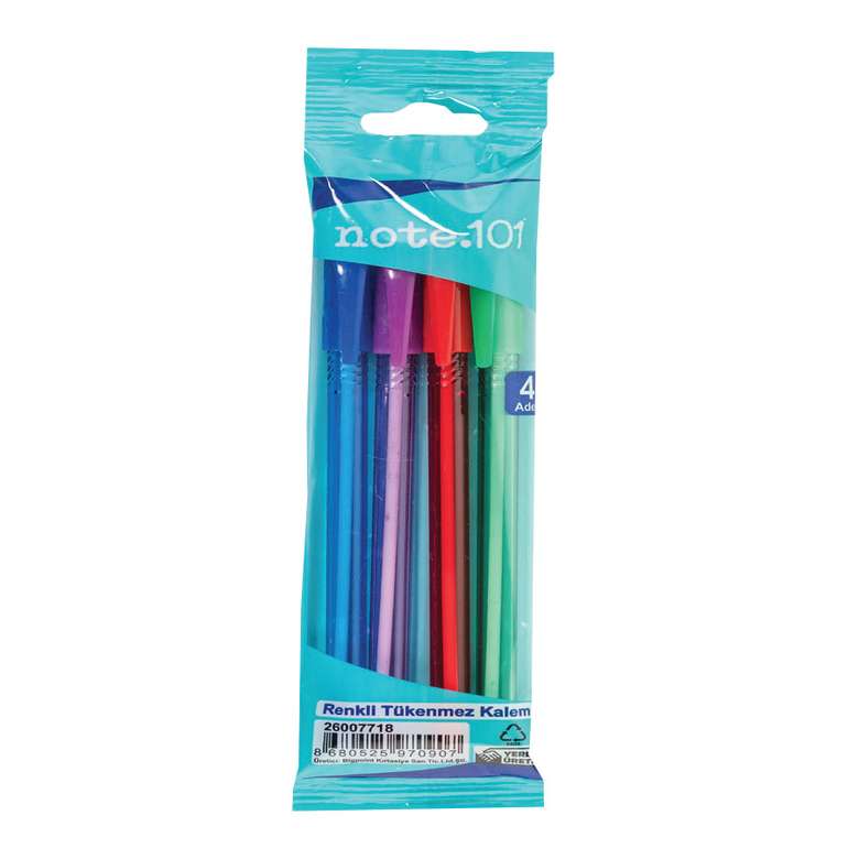 Note 101 Colored Ballpoint Pen 4 Pcs