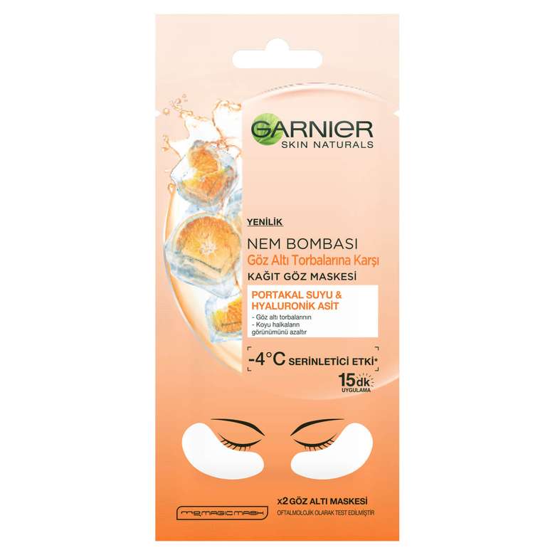 Garnier Moisture Bomb Paper Eye Mask Against Under Eye Bags - Orange Juice