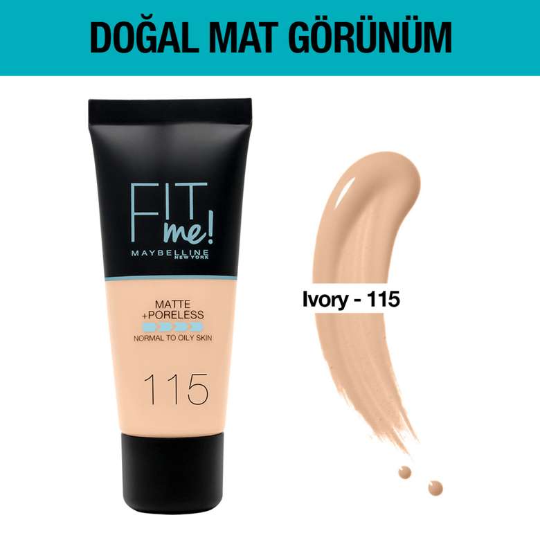 Maybelline New York Fit Me Matte&Poreless Foundation 30 Ml - 115 Ivory