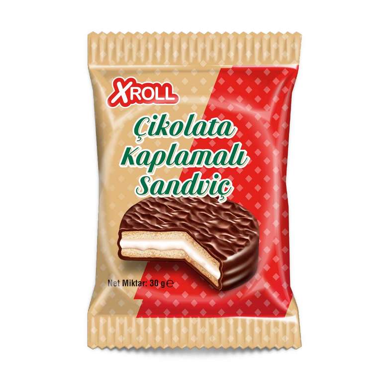 Xroll Biscuit Chocolate Covered Marshmallow 30 G