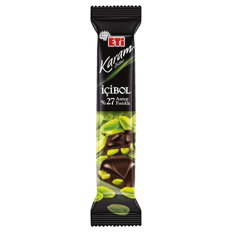 Eti Karam Chocolate 27% A, Pistachio Bits, 28 G