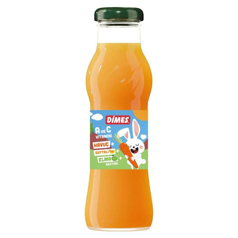 Dimes Fruit Juice Carrot+Peach Glass Bottle 250 ml