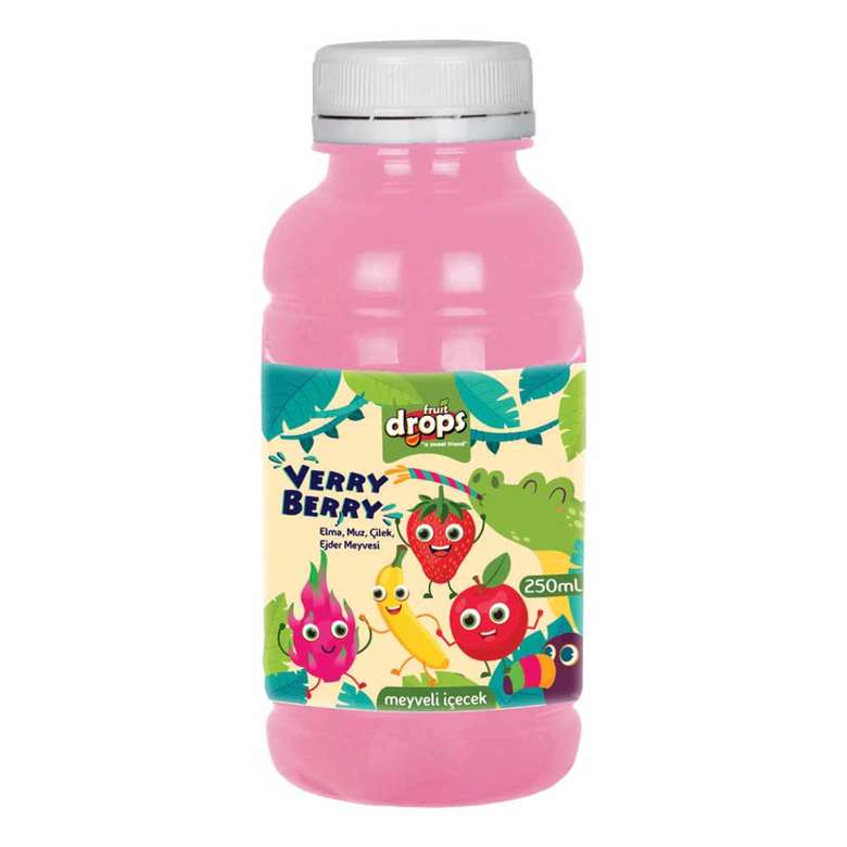 Fruit Drops Very Berry Apple Banana Strawberry Dragon Fruit Drink 250 Ml