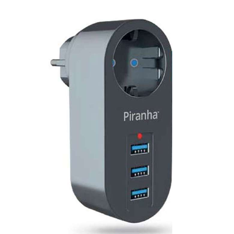 Piranha Surge Protected 3 Usb Single Socket