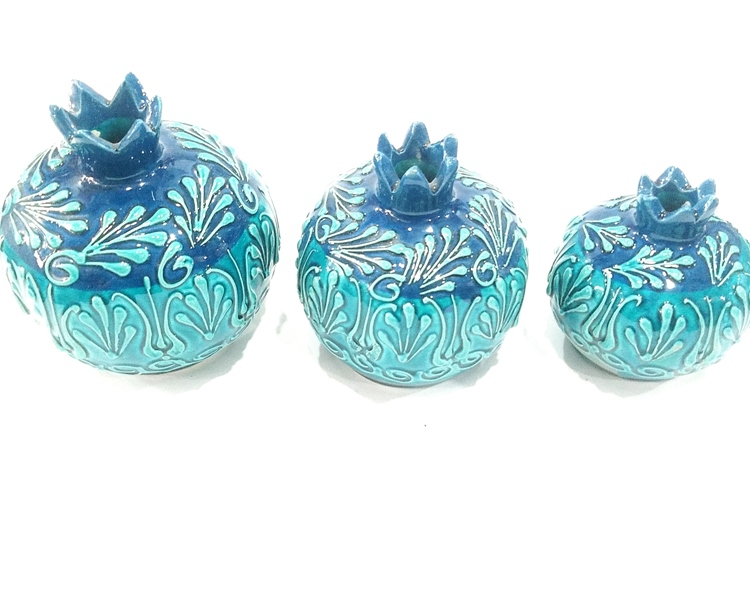 3 Piece Ceramic Pomegranate Set Trinket