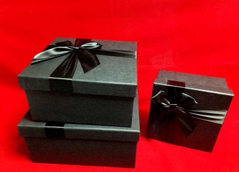 3-Pack Black Square Gift Box