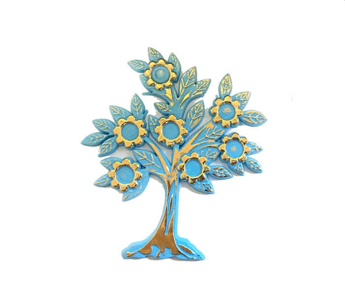 Tree Floral Leaves Plastic Blue P10-50