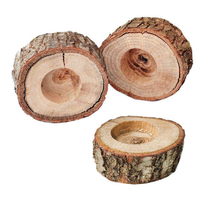 Wood Log Tealight Candle Holder Round Pk:1 Kl:100