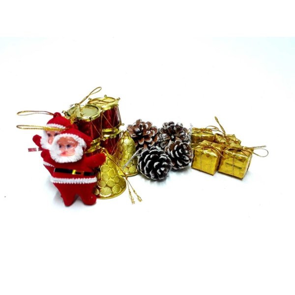 Golden Red Conifer Pine Tree Ornaments