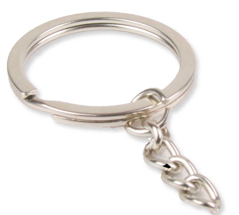 Key Ring With Chain Metal 5 Cm Silver Pk:50 Kl:100