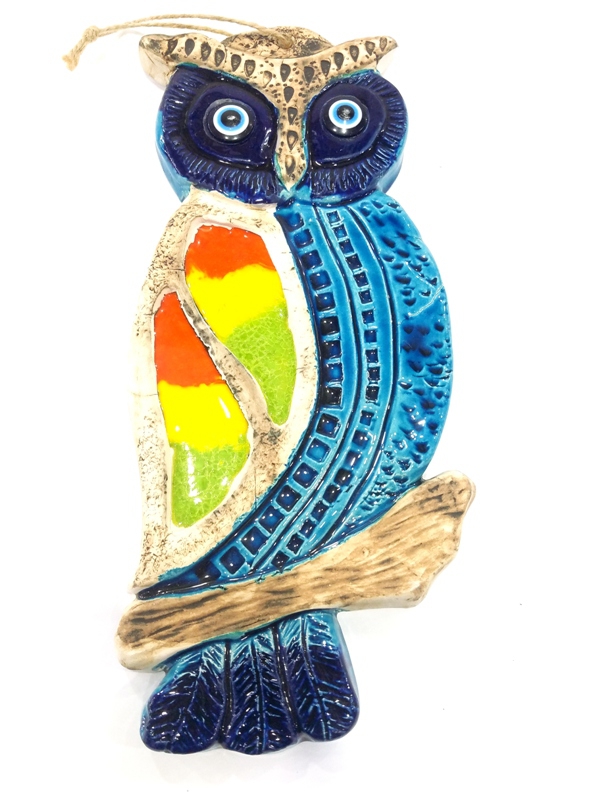 Hanging Tile Great Owl Wall Ornament