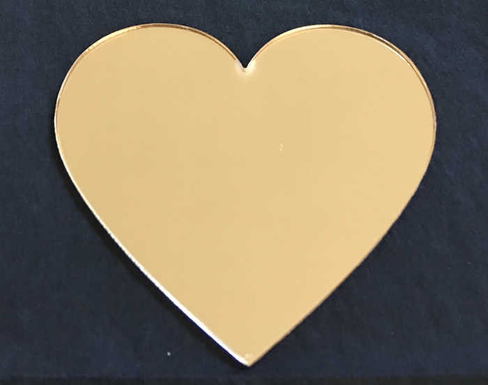 Mirror Plexi Heart Gold 2Mm 8X7Cm Pk:10