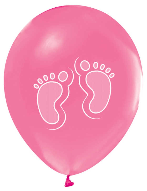 Balloon Printed 12 Inch 1+1 Footprint Metallic Pink Pk:100 Kl:50