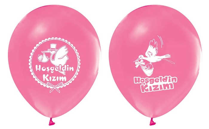 Balloon Printed 12 Inch 1+1 Welcome Girl Pink Pk:100 Kl:50