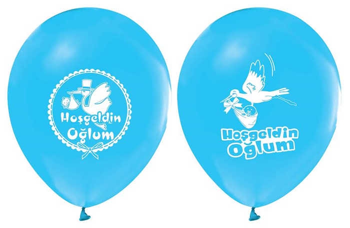 Balloon Printed 12 Inch 1+1 Welcome My Son Blue Pk:100 Kl:50