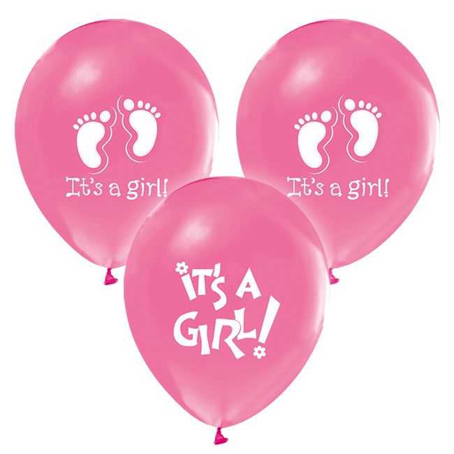 Balloon Printed 12 Inch 1+1 It's A Girl Pink Pk:100 Kl:50