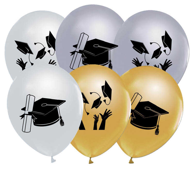 Balloon Printed 12 Inch 1+1 Metallic Adult Graduation Pk:100 Kl:50