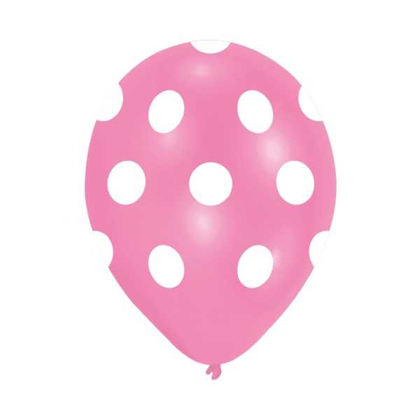 Balloon Printed 12 Inch All-Round Pink Points White Pk:100 Kl:50